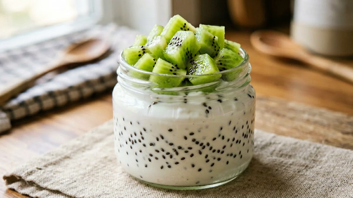 Greek yogurt chia pudding with kiwi