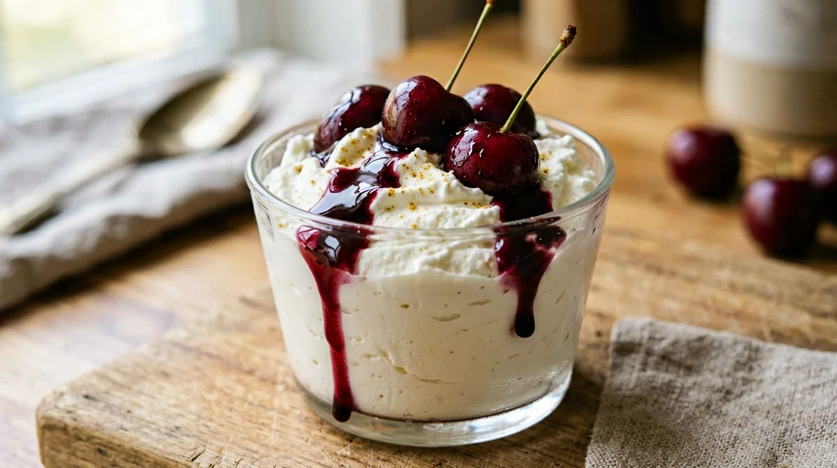 Crema di ricotta alla vaniglia con amarene
