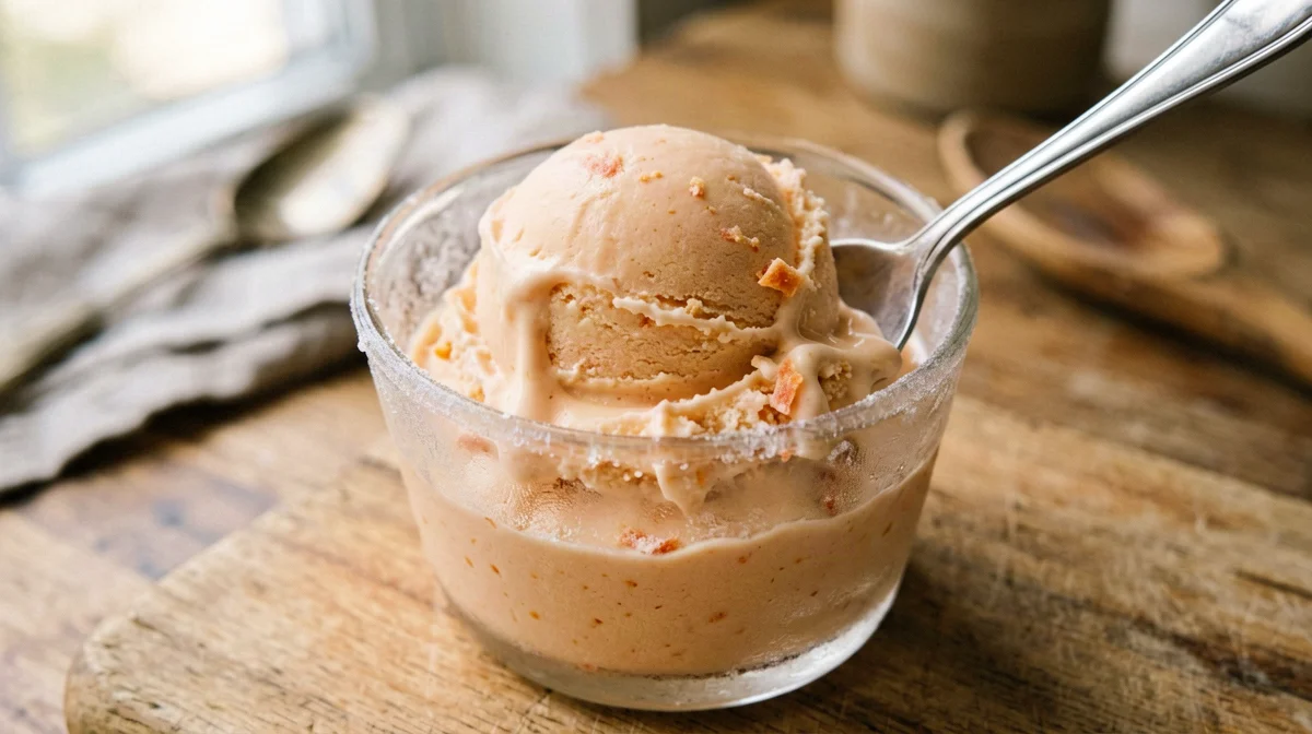 Cottage cheese and peach ice cream