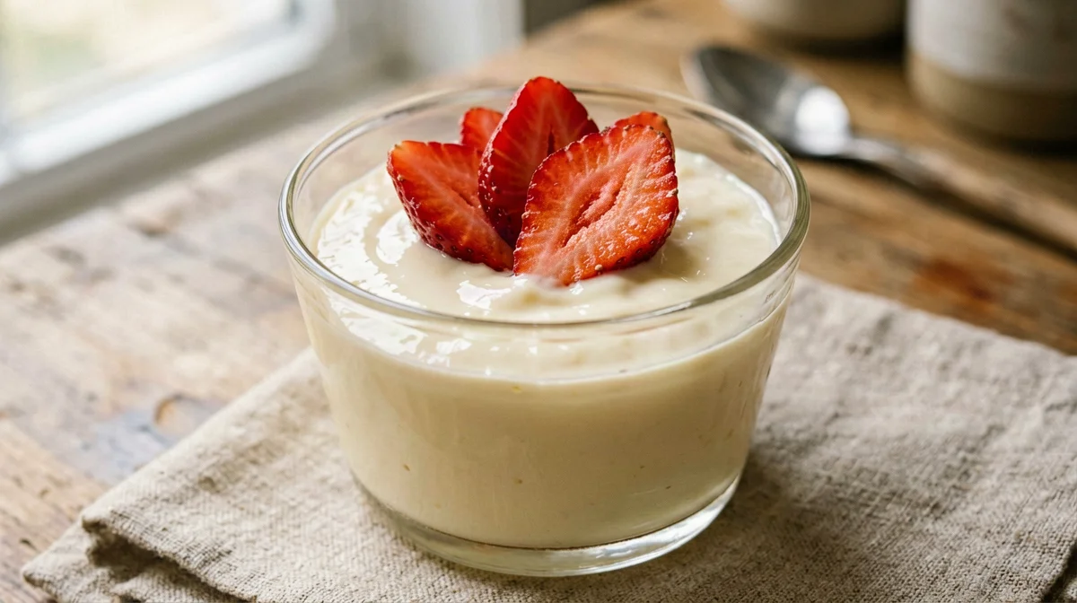 Budino di soia alla vaniglia con fragole