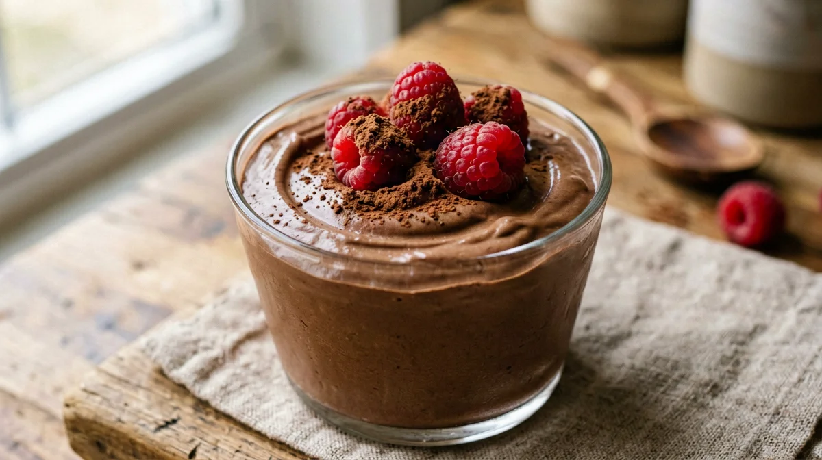 Coppa di fiocchi di latte al cacao con lamponi