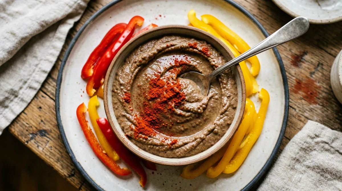 Hummus di lenticchie alla paprika affumicata con peperoni