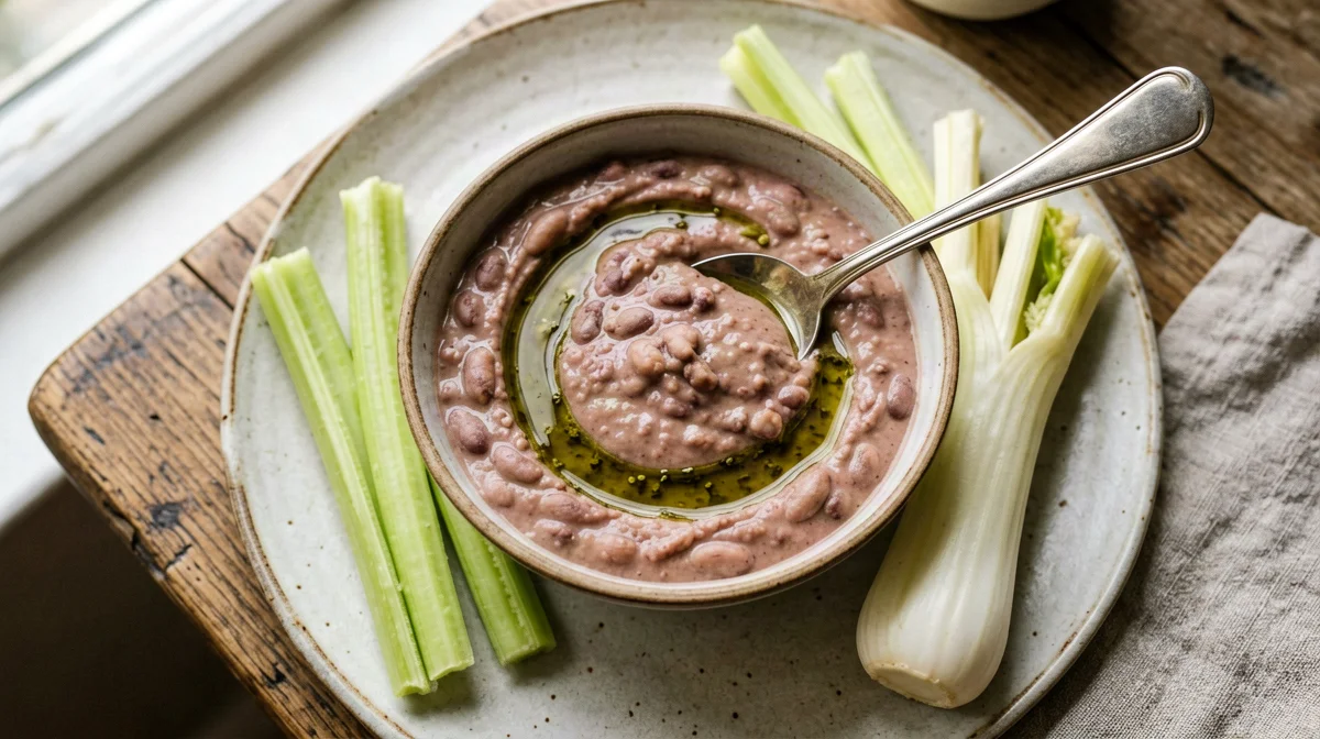 Sage borlotti bean dip with celery and fennel