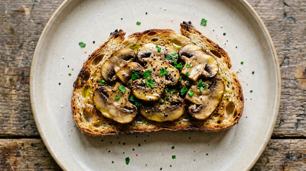 Bruschetta ai funghi trifolati e prezzemolo