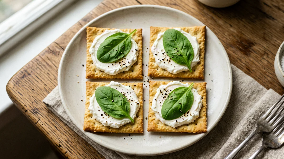 Crackers with stracchino and rocket