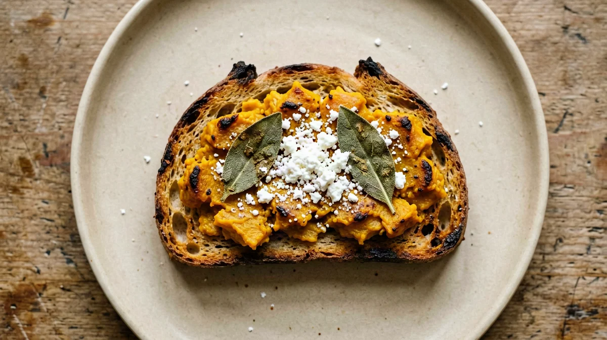 Bruschetta con zucca arrosto, salvia e ricotta salata
