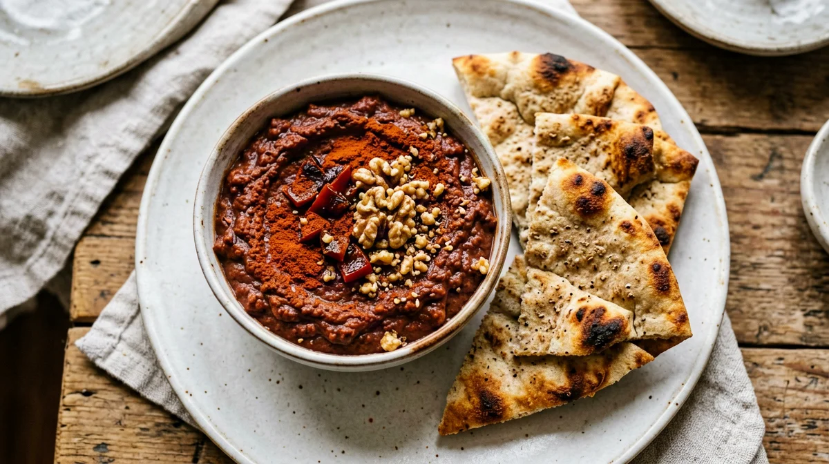 Spicchi di pita integrale con muhammara