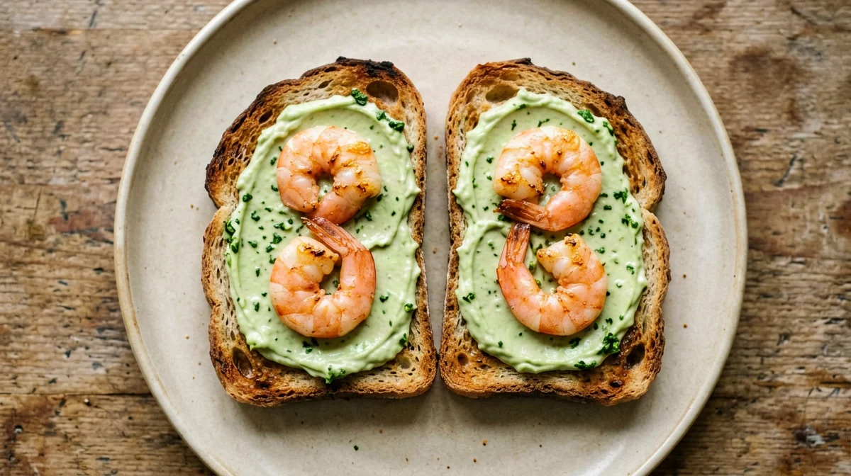 Prawn crostini with minty courgette cream