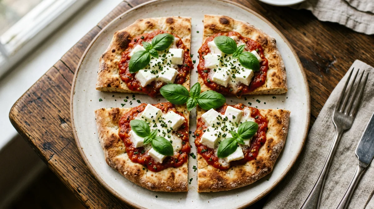 Mini pizzette di pita integrale con mozzarella