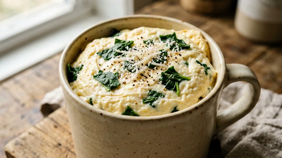 Frittatina di albumi e spinaci in tazza