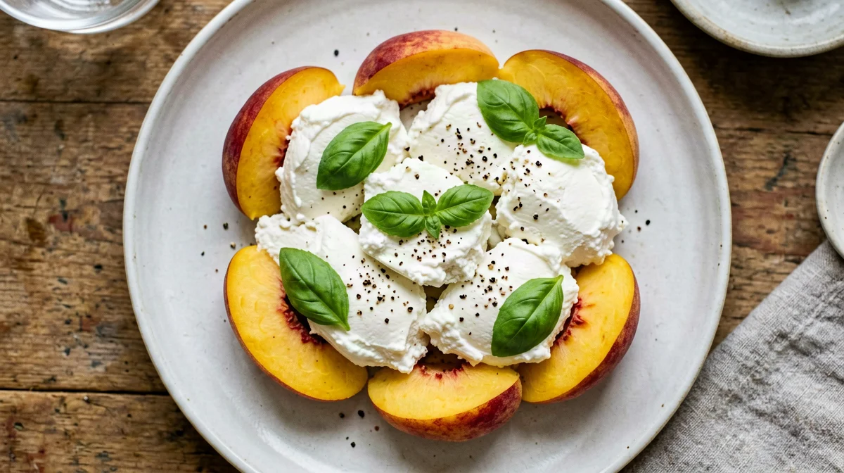 Buffalo mozzarella with peaches and basil