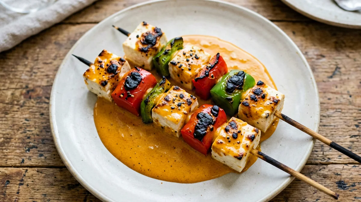 Grilled paneer tikka with peppers