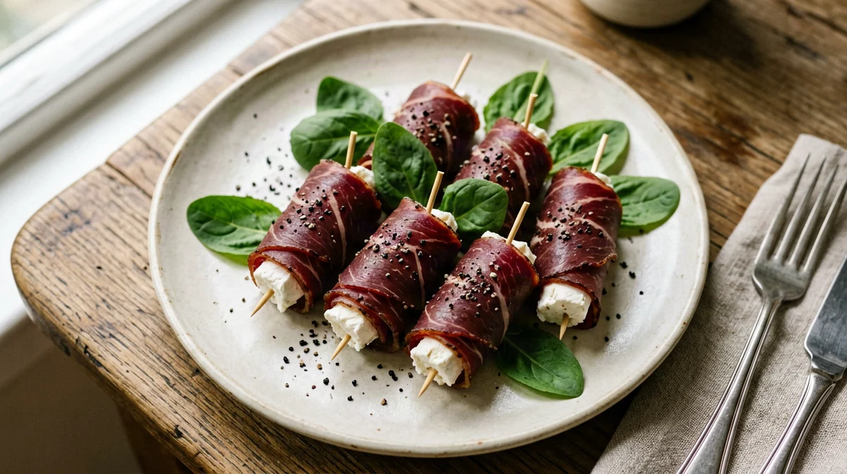 Involtini di bresaola con caprino e rucola