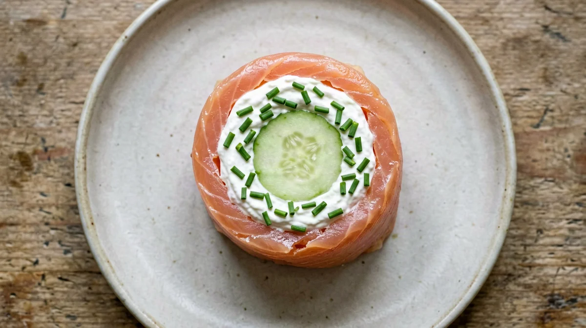 Smoked salmon rolls with cream cheese and chives