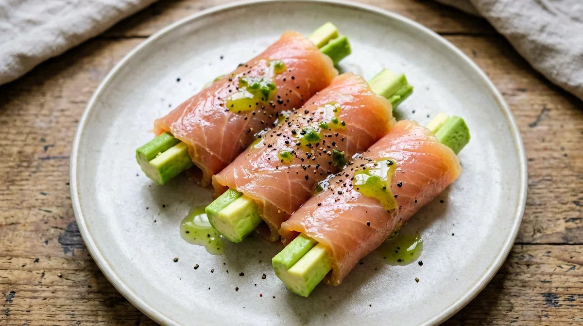 Smoked salmon and lime avocado rolls