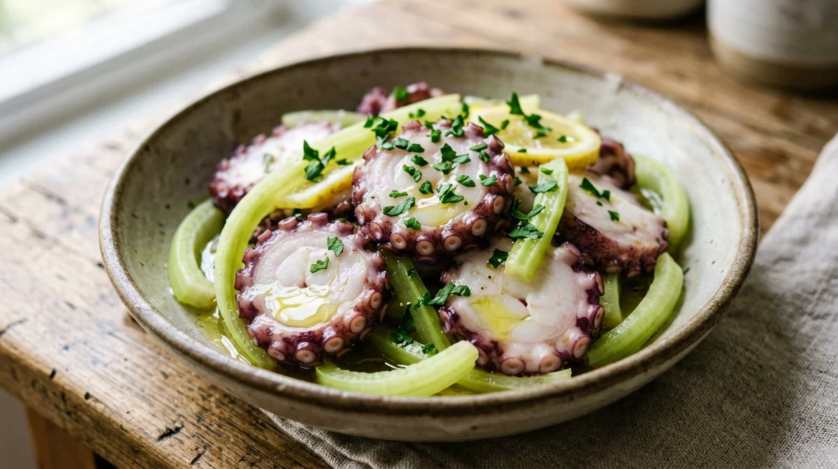 Octopus, celery and lemon salad
