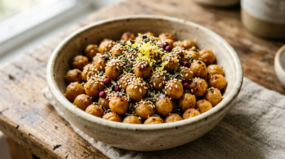Za'atar roasted chickpeas with sesame and lemon