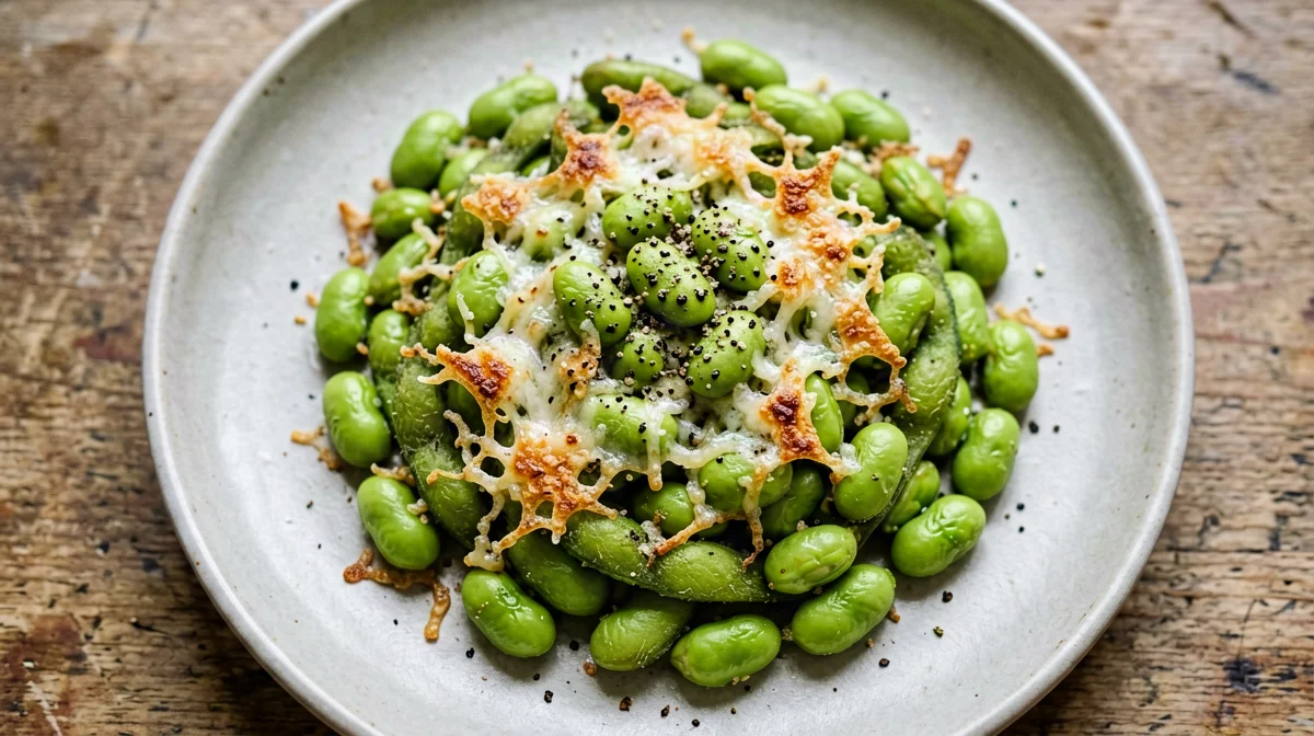 Edamame croccanti al forno con parmigiano
