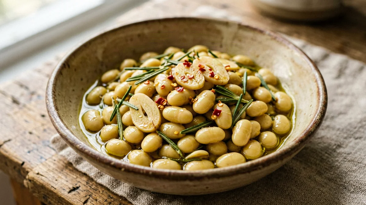 Lupini saltati al rosmarino e aglio