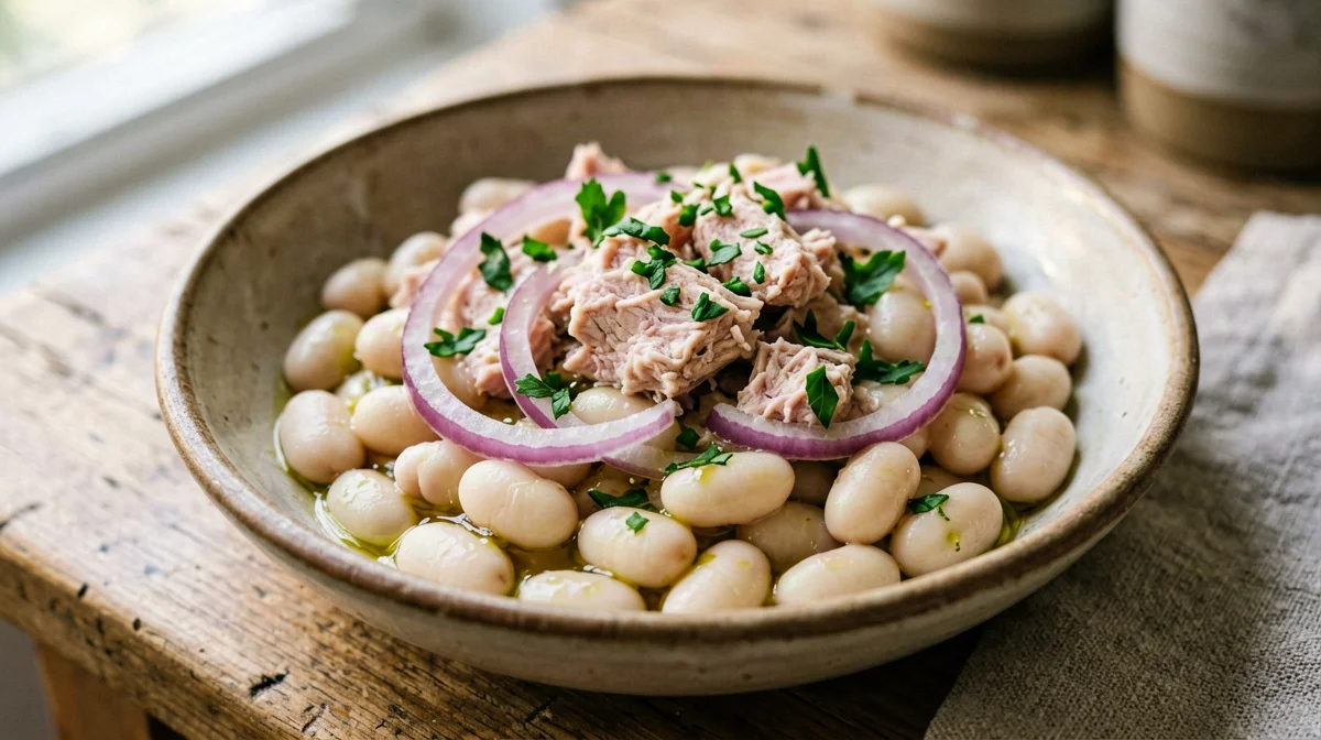 Cannellini, tuna and red onion salad