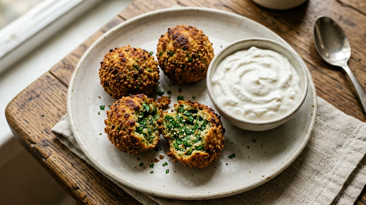 Falafel al forno con salsa allo yogurt