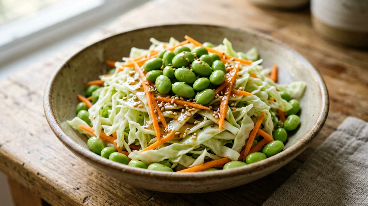 Insalata di edamame e cavolo cappuccio al sesamo