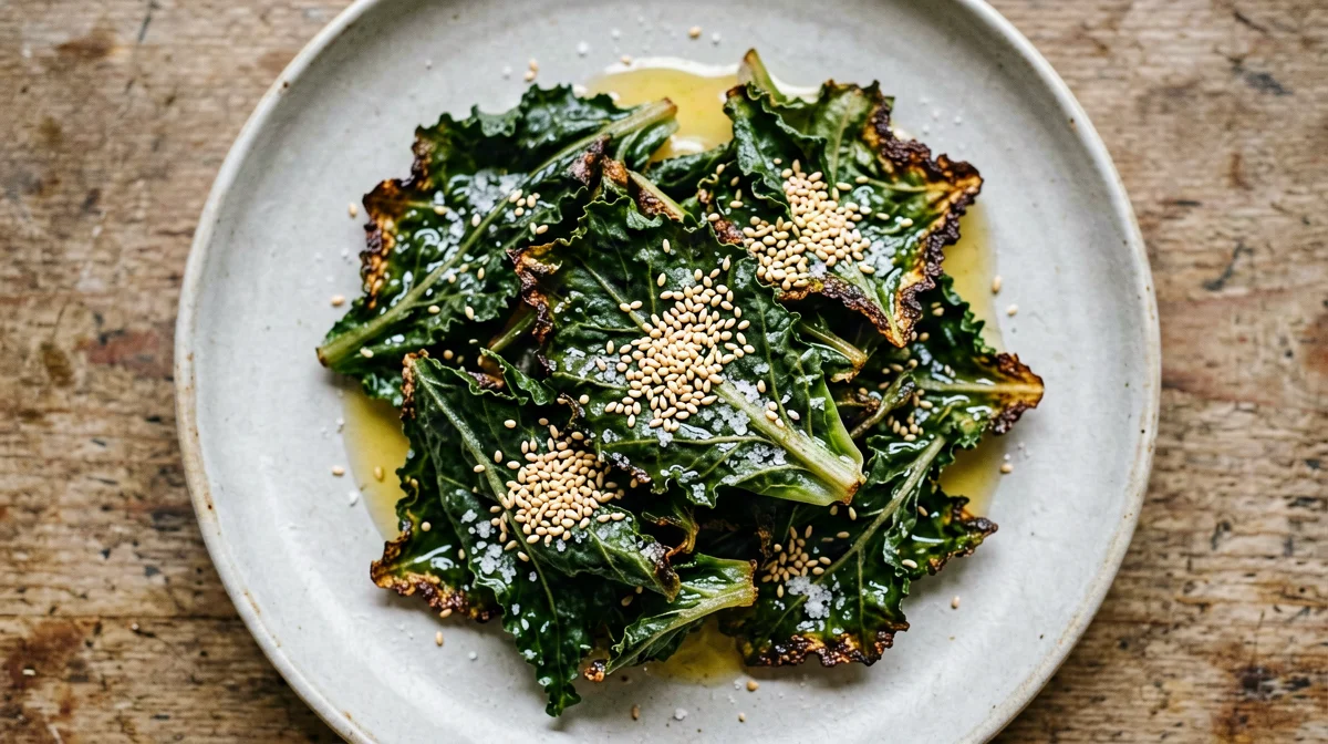 Baked cavolo nero chips with sesame