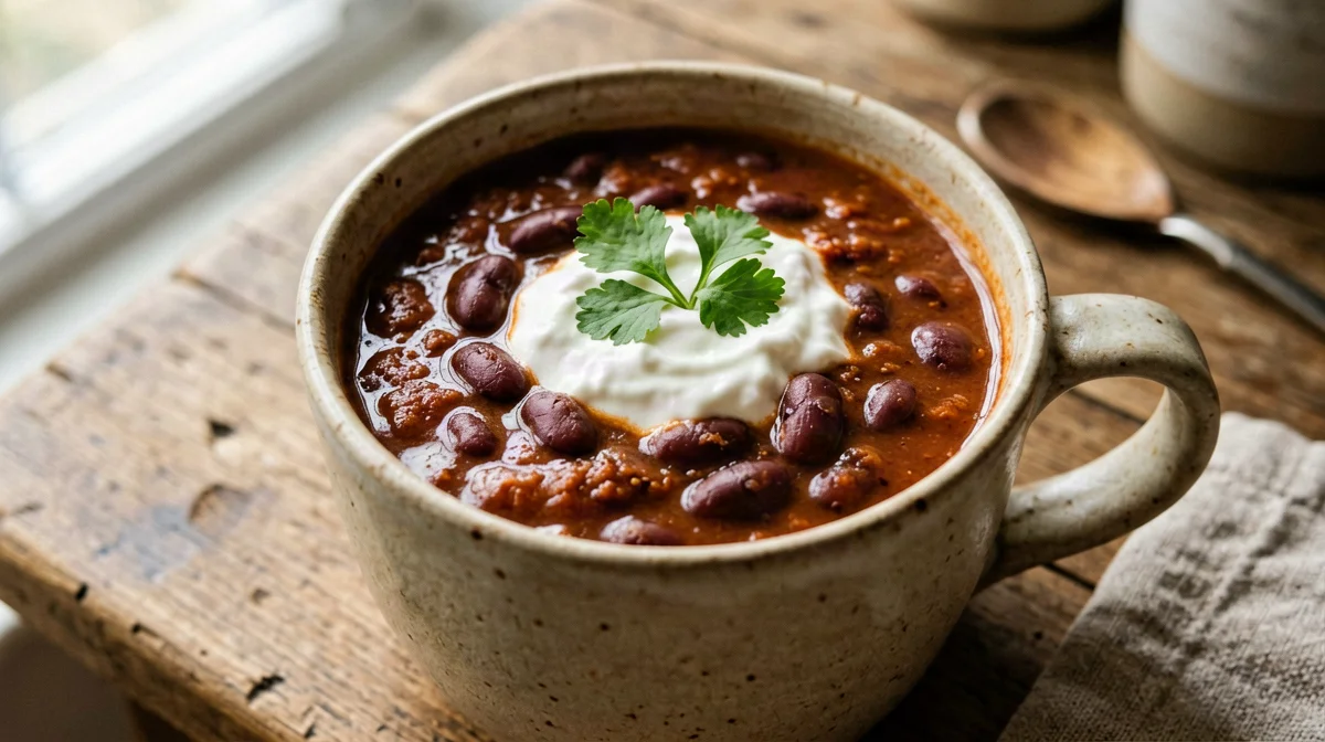 Red bean chilli mug with yogurt