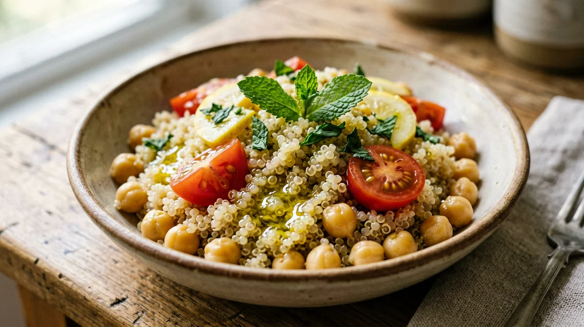 Insalatina di quinoa, ceci e pomodorini alla menta