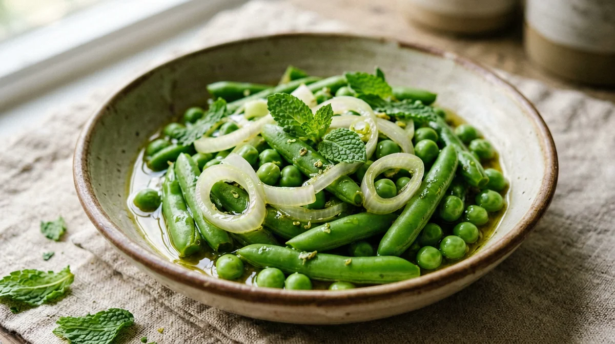 Vignarola fredda di fave e piselli alla menta