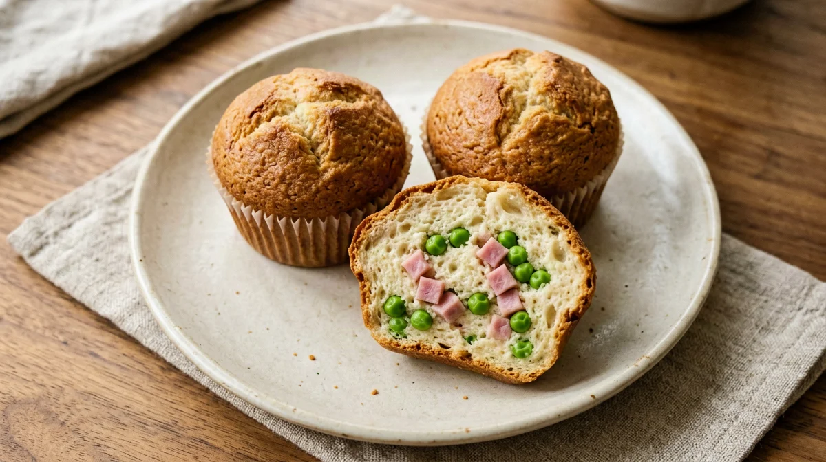 Mini ham and pea muffins