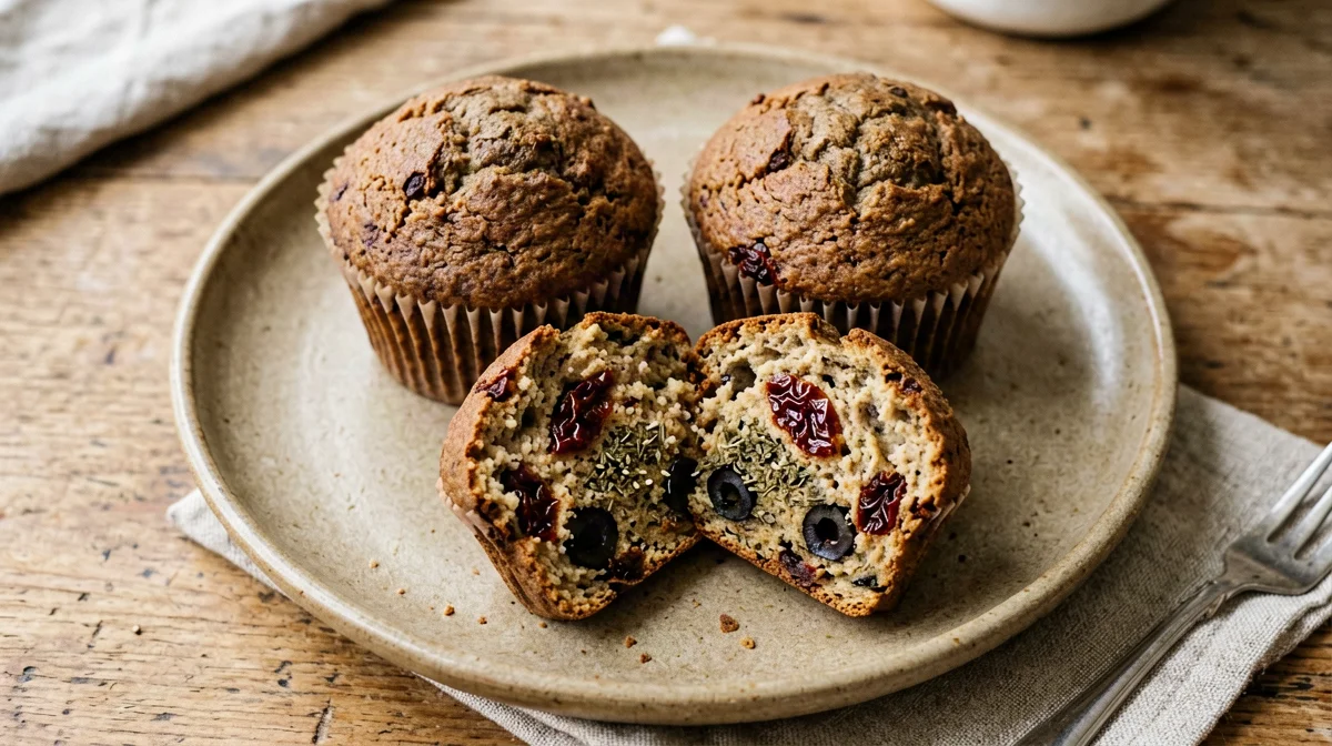 Mediterranean muffins with sun-dried tomatoes and olives
