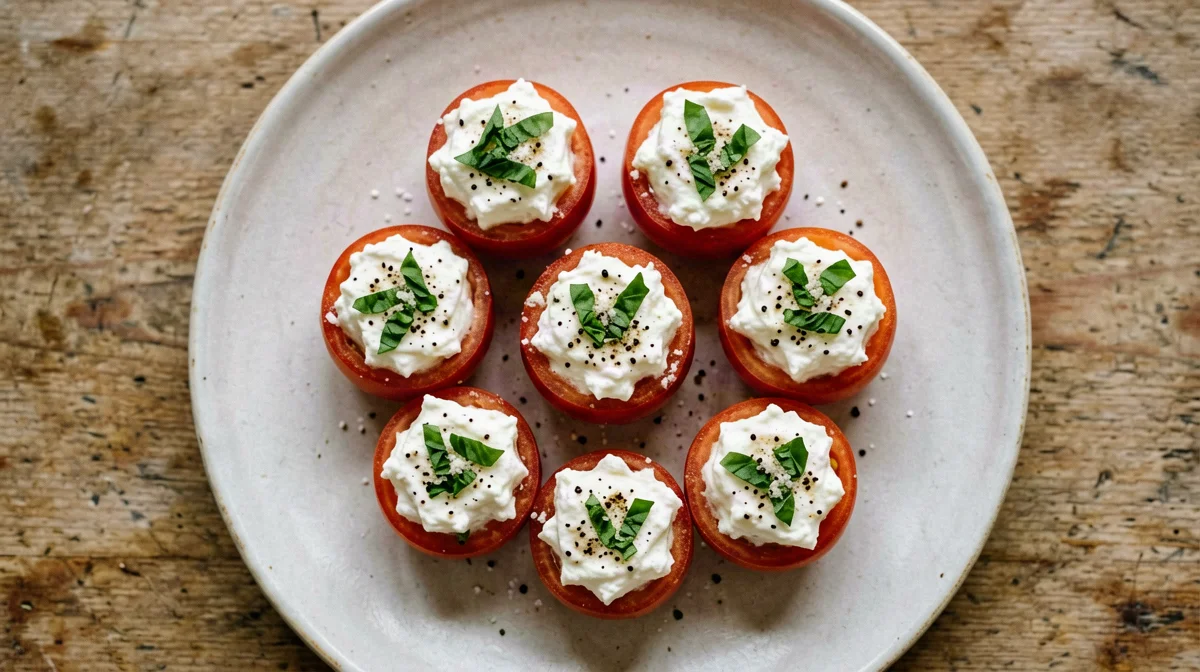 Cherry tomatoes stuffed with ricotta and basil