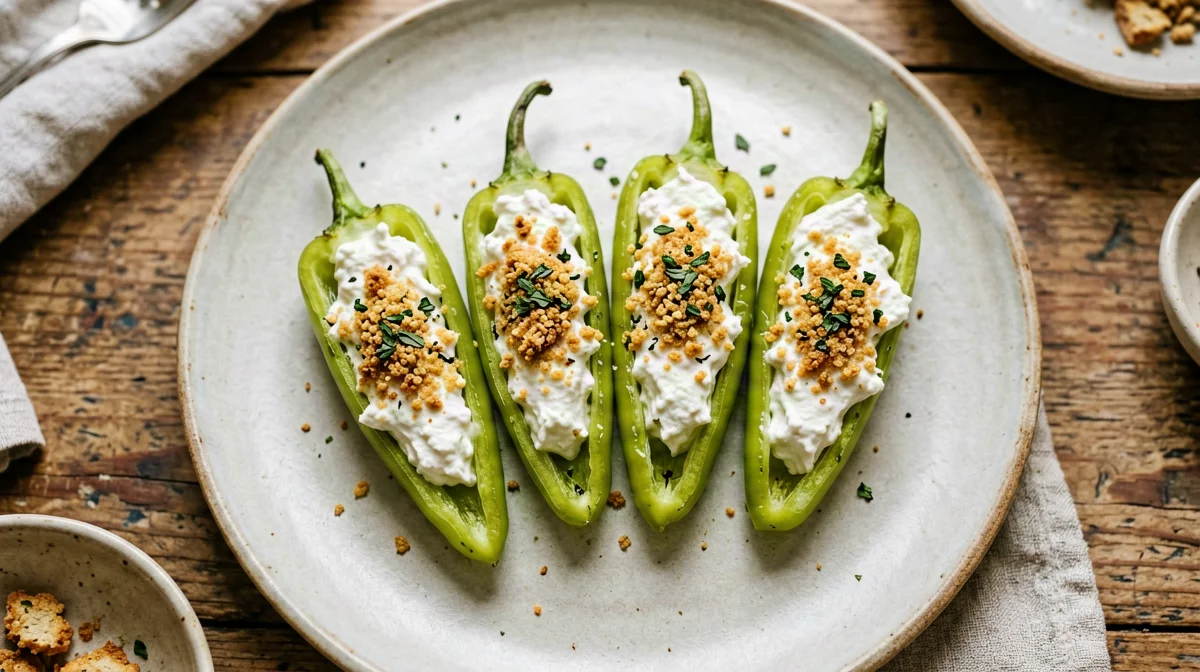 Friggitelli ripieni di ricotta e acciughe al forno