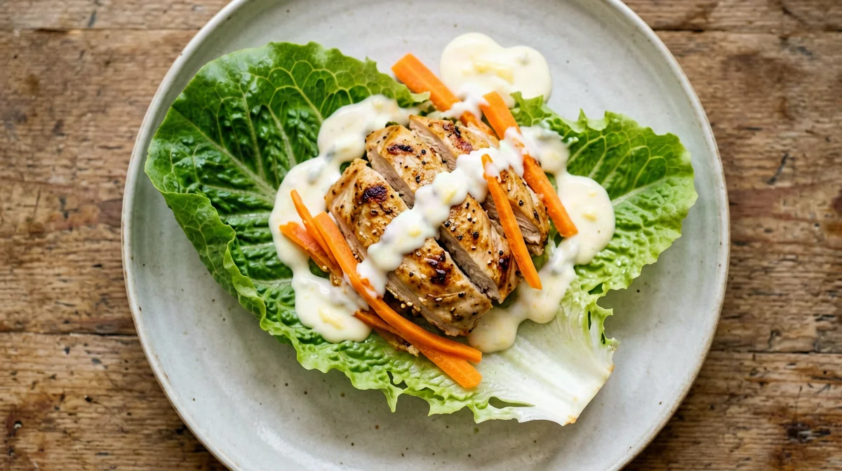 Wrap di lattuga con pollo e salsa allo yogurt