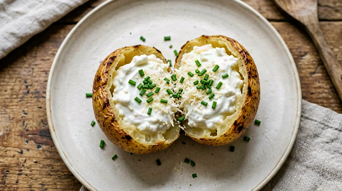 New potatoes stuffed with yogurt and chives