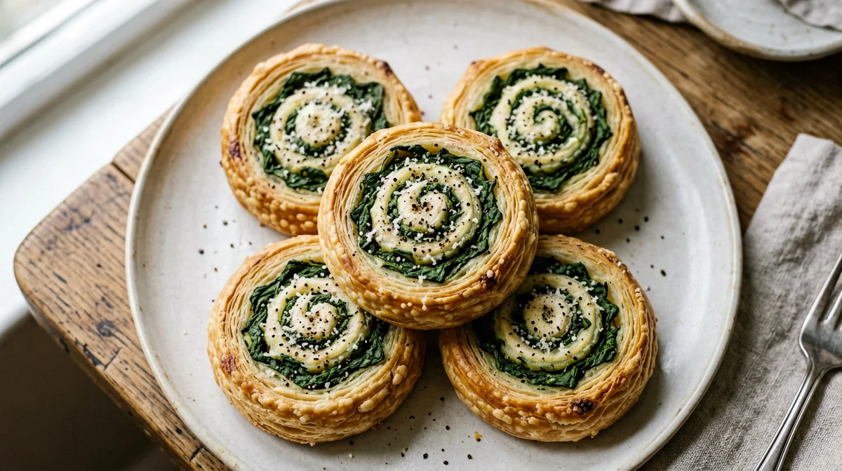 Spinach and parmesan puff pastry pinwheels