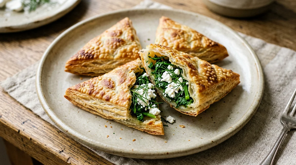 Fagottini di pasta fillo con feta e spinaci