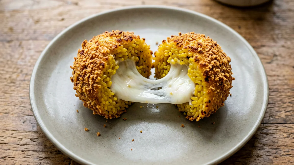 Mini baked arancini with a melting centre