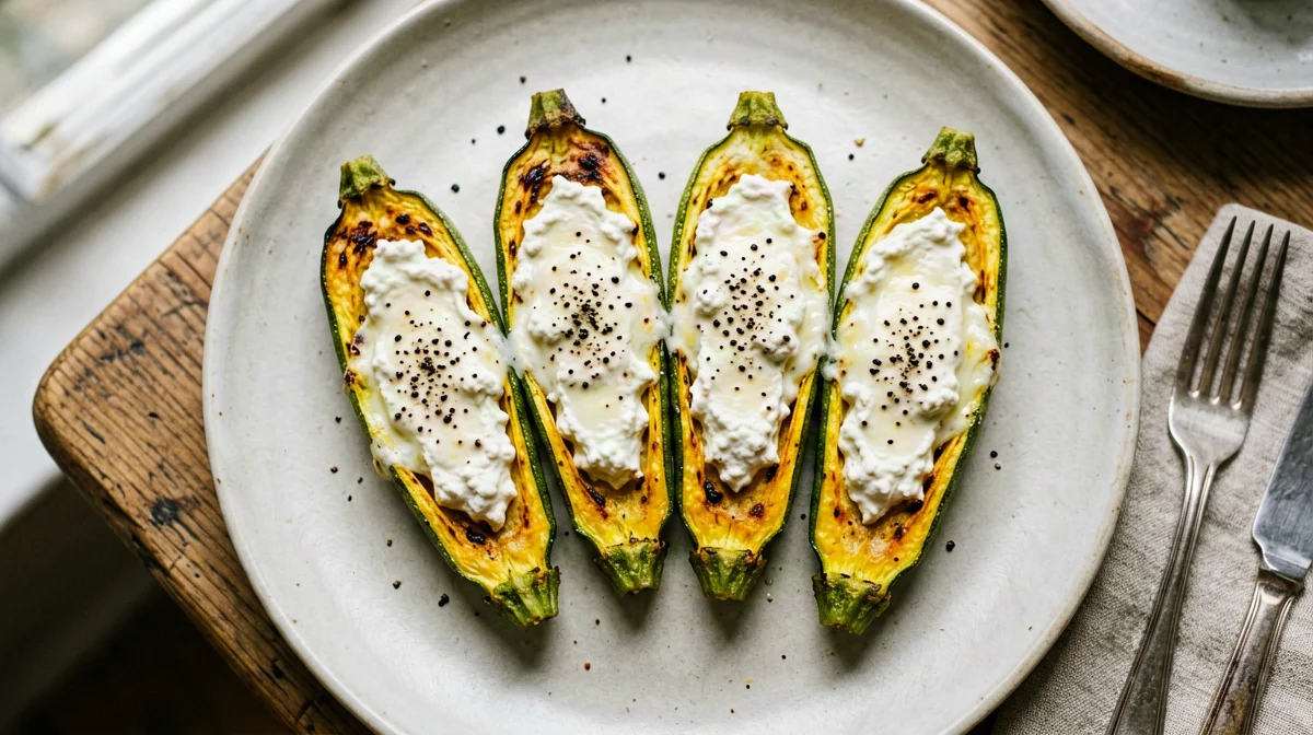 Fiori di zucca ripieni di ricotta e alici al forno