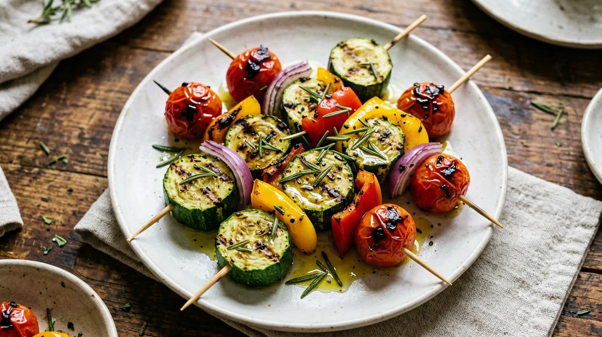 Rosemary grilled vegetable skewers