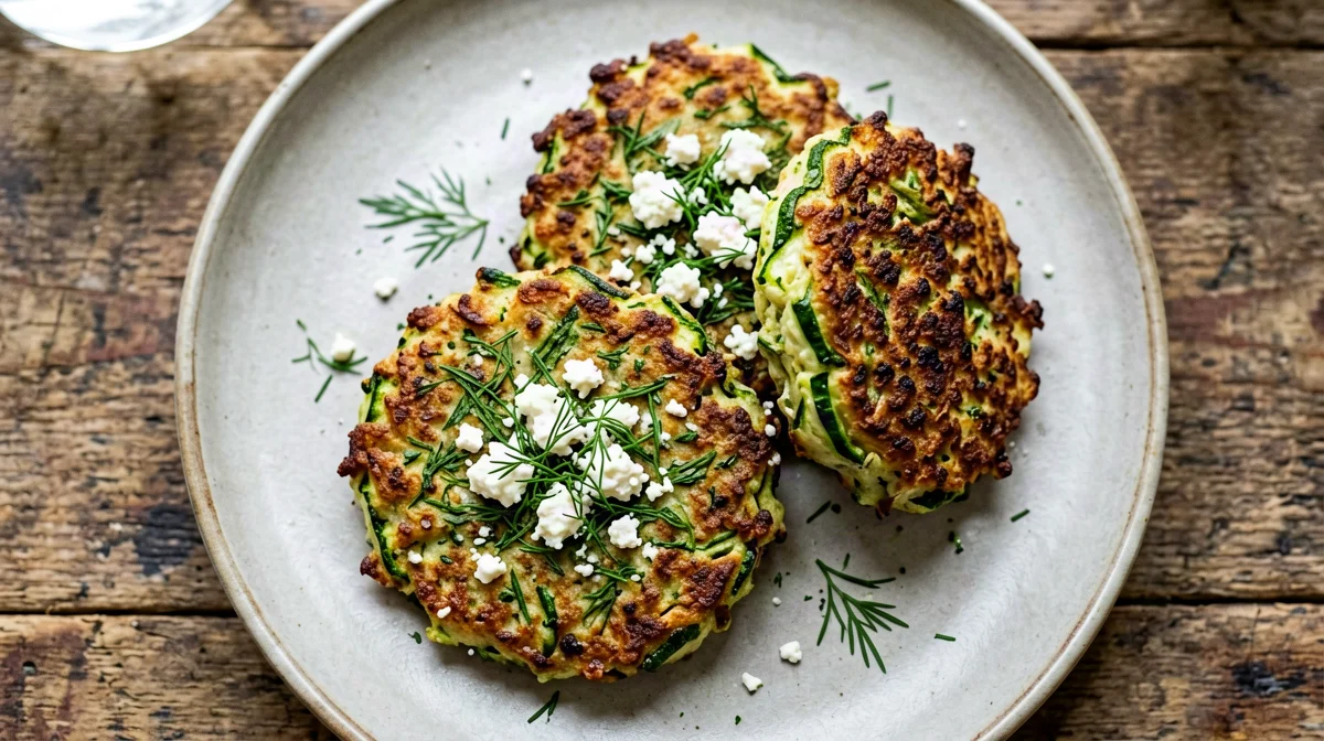 Baked courgette, feta and dill fritters