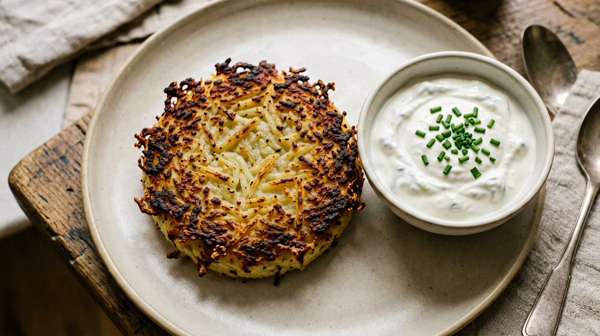 Crispy potato rösti with herb yogurt