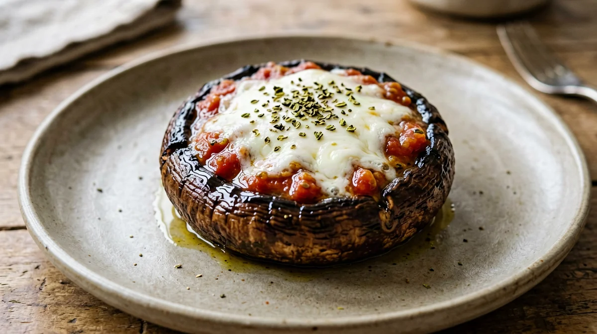 Pizzaiola-style stuffed portobello mushroom