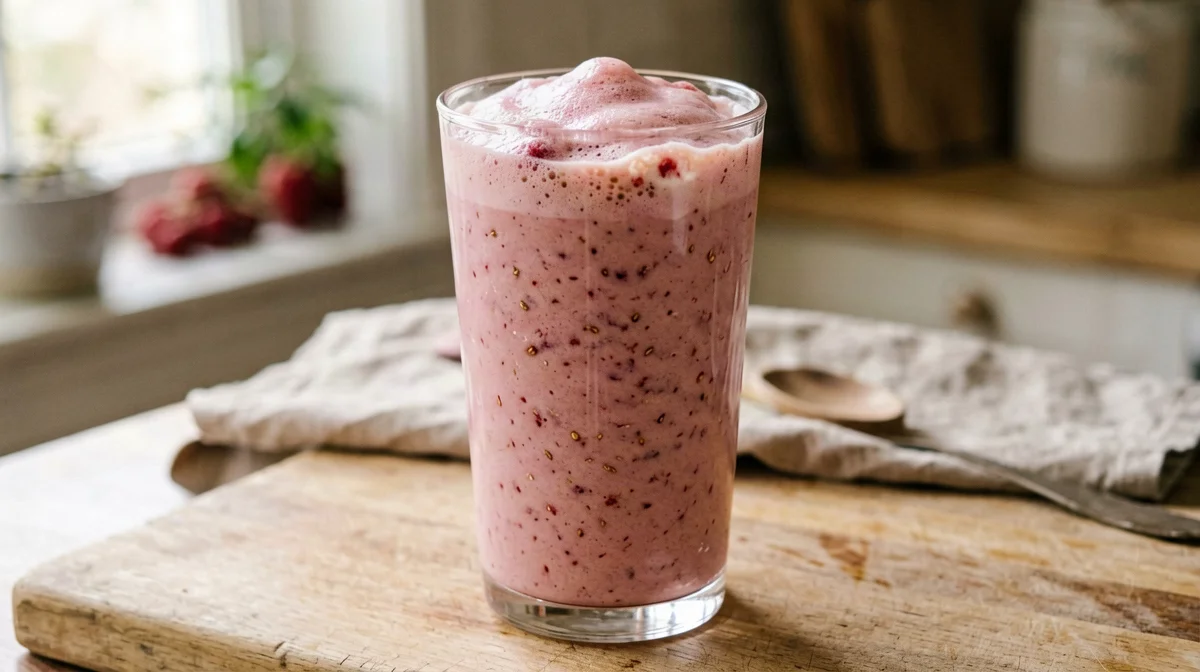 Raspberry and light ricotta smoothie with honey