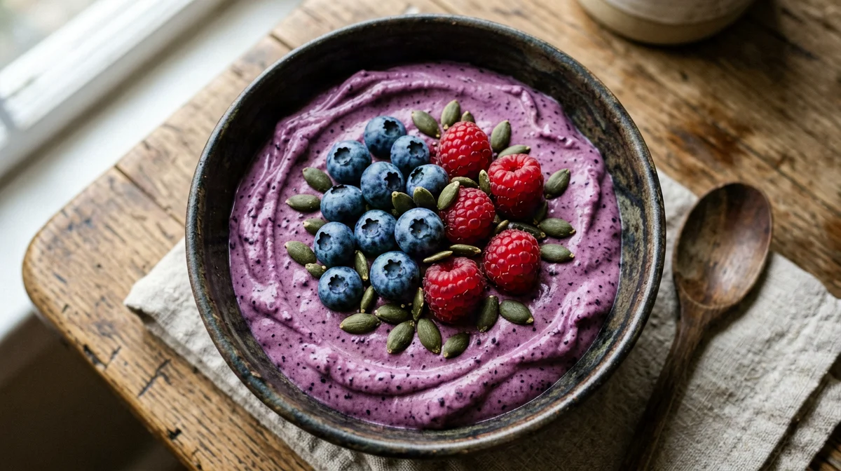 Smoothie bowl ai frutti di bosco e skyr