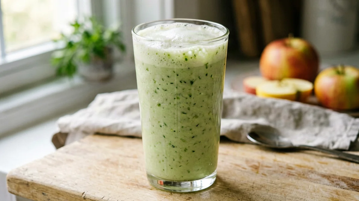 Frullato verde di mela, sedano e kefir