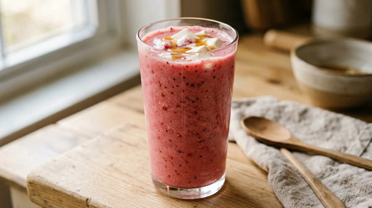 Frullato vegano di fragole e tofu setoso