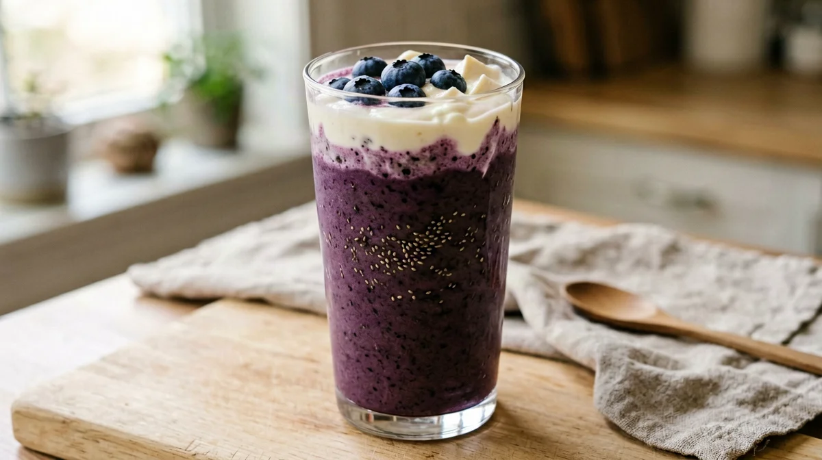 Smoothie di mirtilli, chia e tofu alla vaniglia