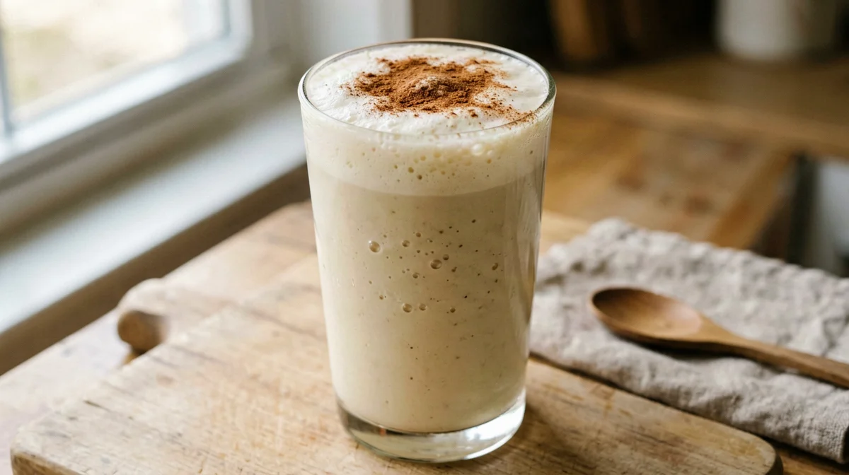 Banana soy smoothie with cinnamon